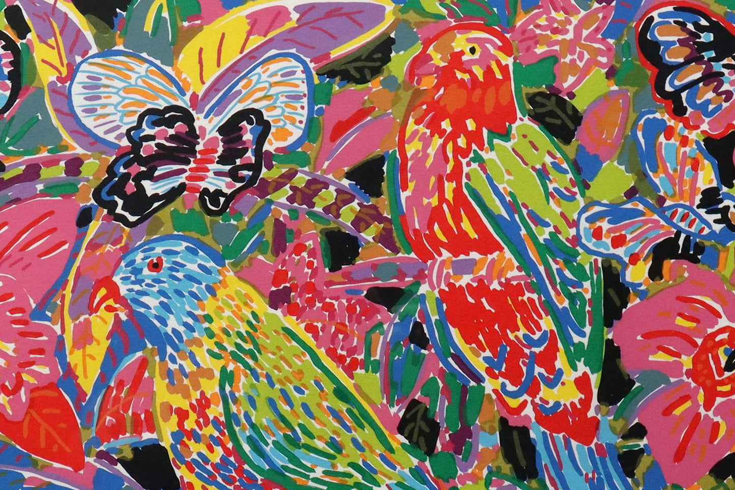 Ken Done (b.1940) Large Signed Original Limited Edition Lithograph 'Tropical Birds in the Forest'