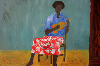 Ken Done (b.1940) Large Original Acrylic Painting 'Islander with Ukulele' 32cm x 38.5cm