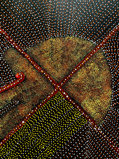 Kathleen Petyarre (C.1940-2018) Large Aboriginal Art 'Mountain Devil Lizard'  100cm x 100cm