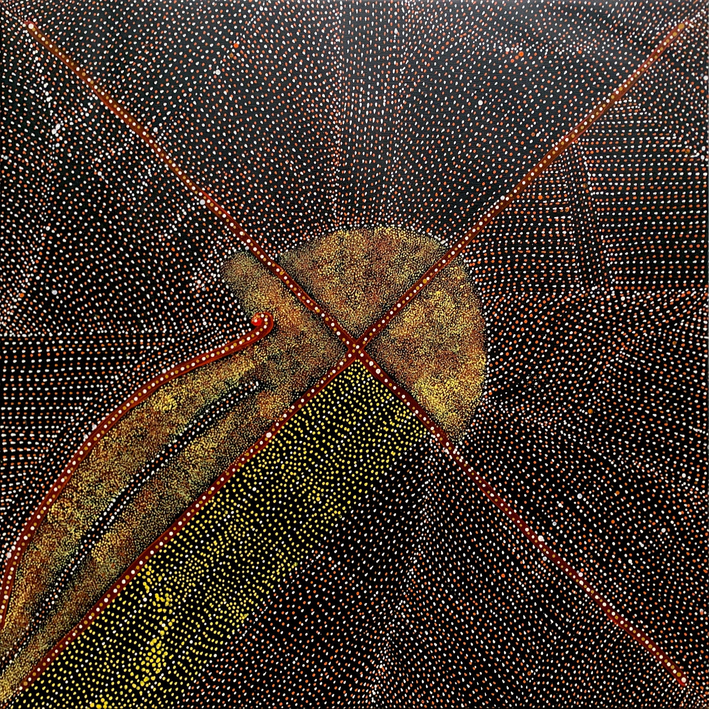 Kathleen Petyarre (C.1940-2018) Large Aboriginal Art 'Mountain Devil Lizard'  100cm x 100cm