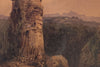 Louis Buvelot (1814-1888) Original Watercolour Painting "Watchtower in a Swiss Landscape" 26.5cm x 20.5cm