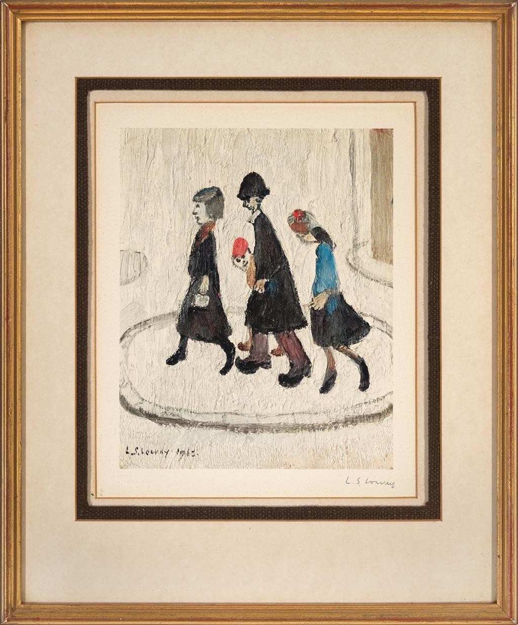 Laurence Stephen Lowry (British, 1887-1976) Rare Signed Limited Edition Print "The Family"