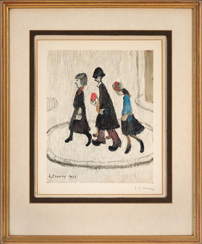 Laurence Stephen Lowry (British, 1887-1976) Rare Signed Limited Edition Print "The Family"