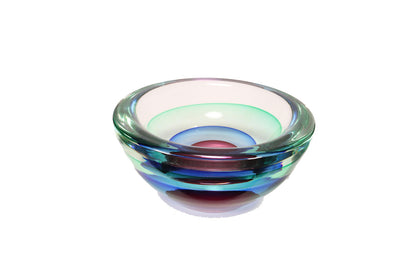 Luigi Onesto (b.1935) Murano Italy - Large Signed Sommerso Purple, Blue & Green Glass Bowl 21.5cm