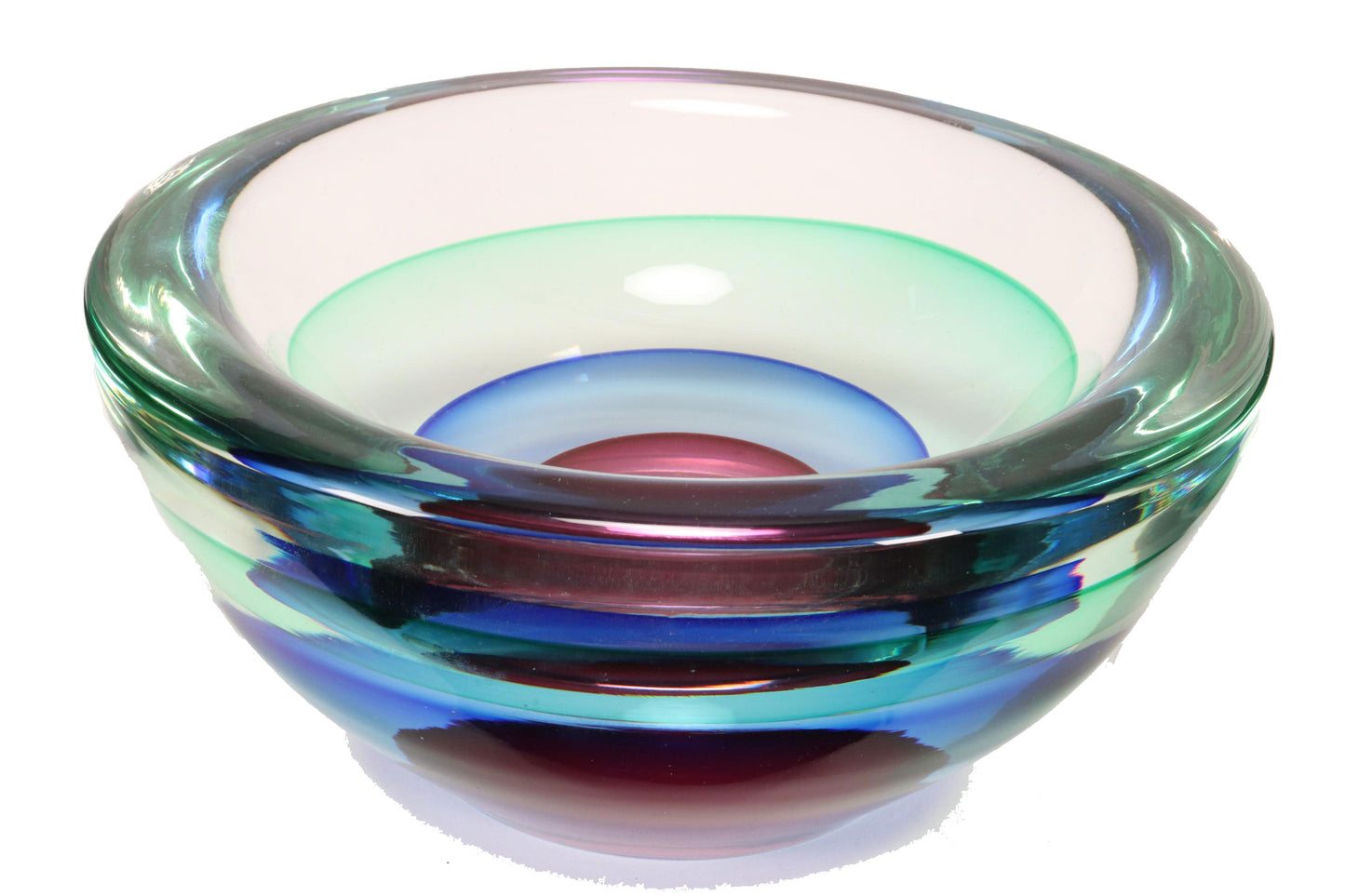 Luigi Onesto (b.1935) Murano Italy - Large Signed Sommerso Purple, Blue & Green Glass Bowl 21.5cm