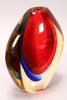 Luigi Onesto (b.1935) Murano Italy - Sommerso Red, Blue & Yellow Glass Vase 25cm