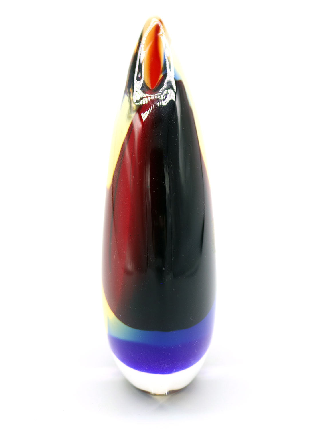 Luigi Onesto (b.1935) Murano Italy - Sommerso Red, Blue & Yellow Glass Vase 15cm