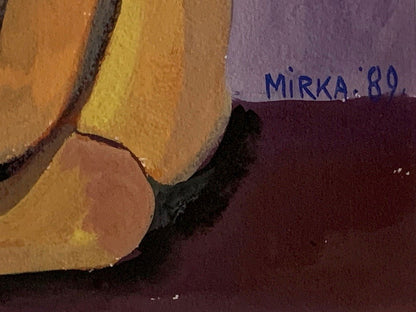 Mirka Mora (1928-2018) Large Original Painting on Paper 'Misty' 39cm x 29cm