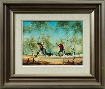 Max Mannix (b.1939). Original Oil Painting on Board 'What's The Hurry' 21.5cm x 29cm