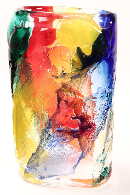 Michele Onesto for Vetreria Oball Murano, Italy - Large Textured Multi-Coloured Glass Vase 36cm