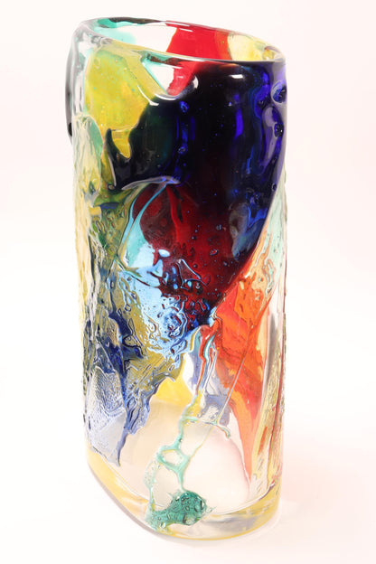 Michele Onesto for Vetreria Oball Murano, Italy - Large Textured Multi-Coloured Glass Vase 36cm