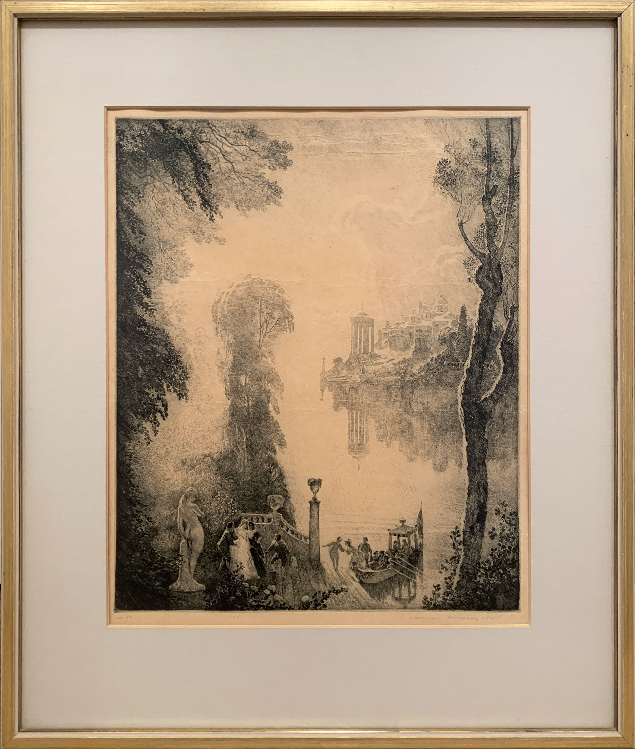 Norman Lindsay (1879-1969) Rare Large Original Signed Etching 'Lands of Afternoon' 1923