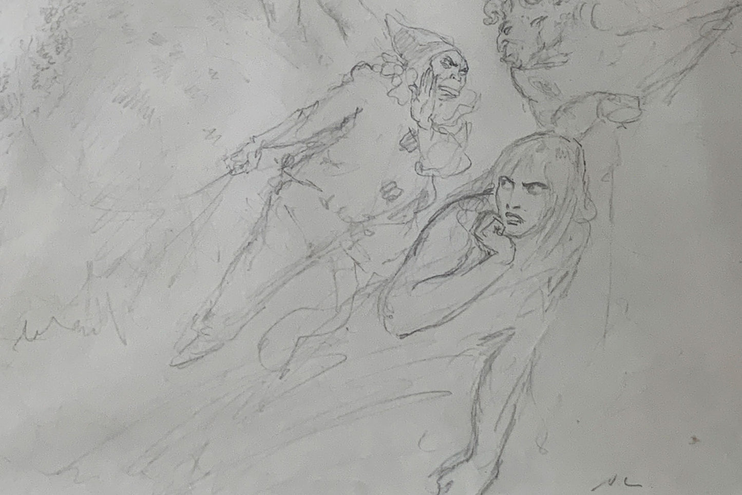 Norman Lindsay (1879-1969) Large Original Signed Pencil Drawing 'Whispers' 1928 42.5cm x 37cm