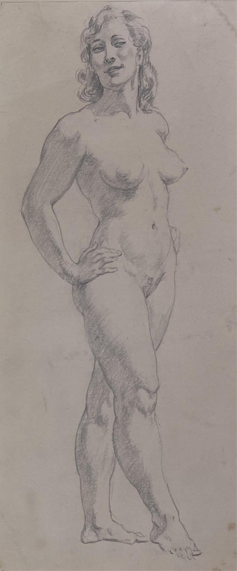 Norman Lindsay (1879-1969) Original Signed Pencil Drawing on Paper - 31cm x 13cm