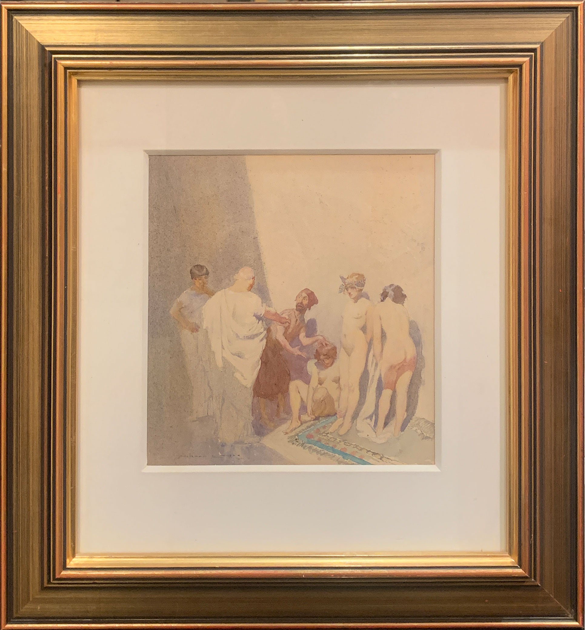 Norman Lindsay (1879-1969) - Original Signed Watercolour Painting 'The Slave Market' 1916