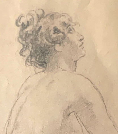 Norman Lindsay (1879-1969) - Large Original Signed Pencil Drawing 'Kneeling Nude' 32cm x 27.5cm