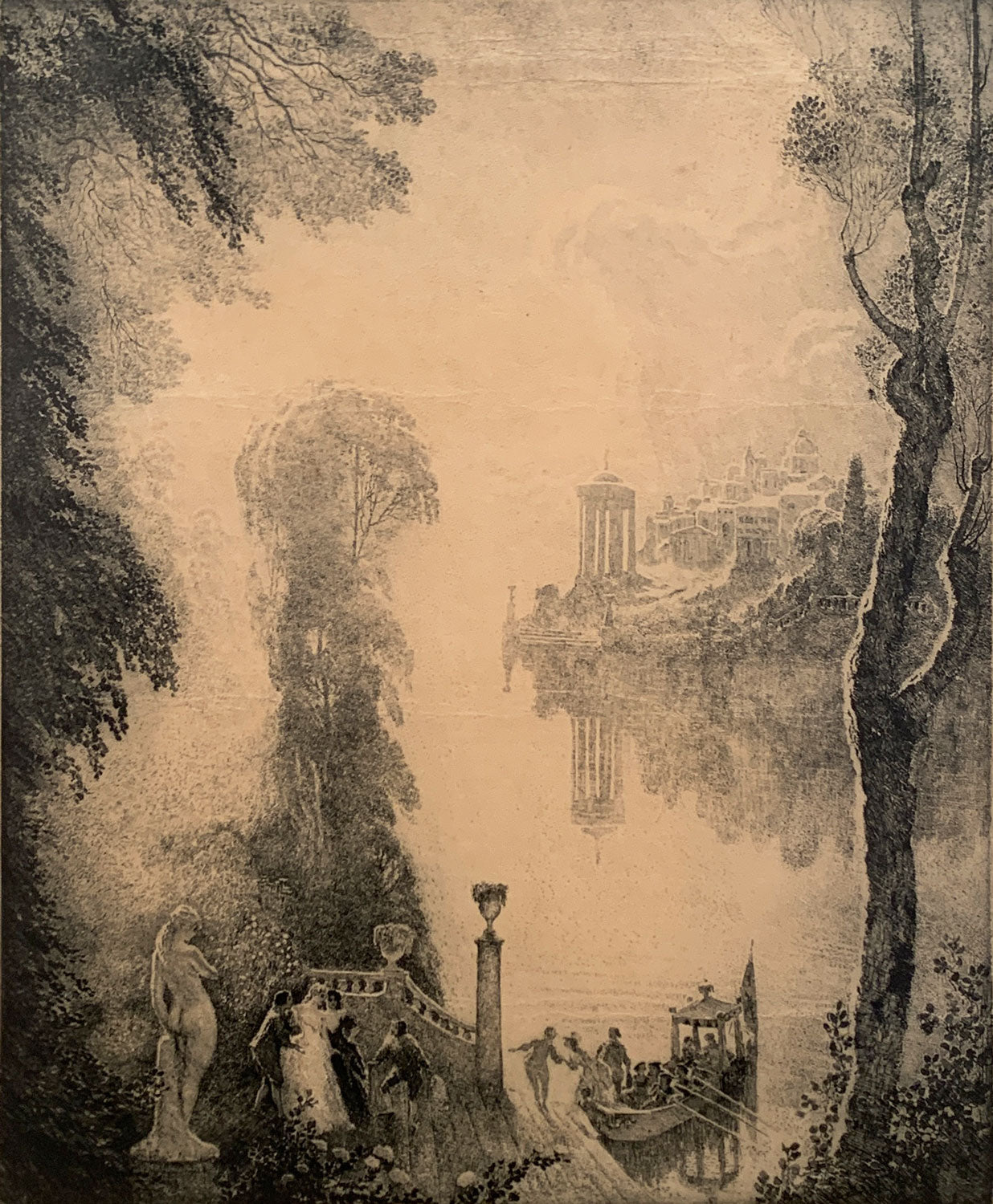 Norman Lindsay (1879-1969) Rare Large Original Signed Etching 'Lands of Afternoon' 1923