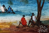 Pro Hart (1928-2006) - Original Oil Painting On Board 'Bush Walkers Resting"  14cm x 14cm