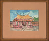 Pro Hart (1928-2006) - Original Watercolour Painting On Board 'Temple Study- Korea' - 17cm x 13cm