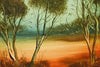 Pro Hart (1928-2006) - Original Oil on Board "Outback Landscape" - 29cm x 29cm