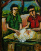 Pro Hart (1928-2006) - Original Oil Painting On Board 'Wool Classers' - 20cm x 16cm