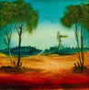 Pro Hart (1928-2006) XLarge Original Oil Painting On Board 'Road to Mine' 40.5cm x 39.5cm