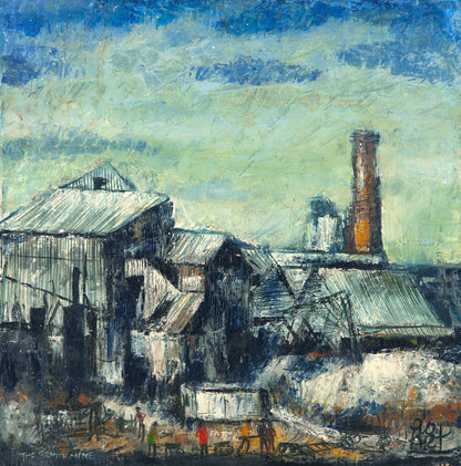 Pro Hart (1928-2006) Large Original Painting Oil on Canvas"The British Mine" 40m x 40cm