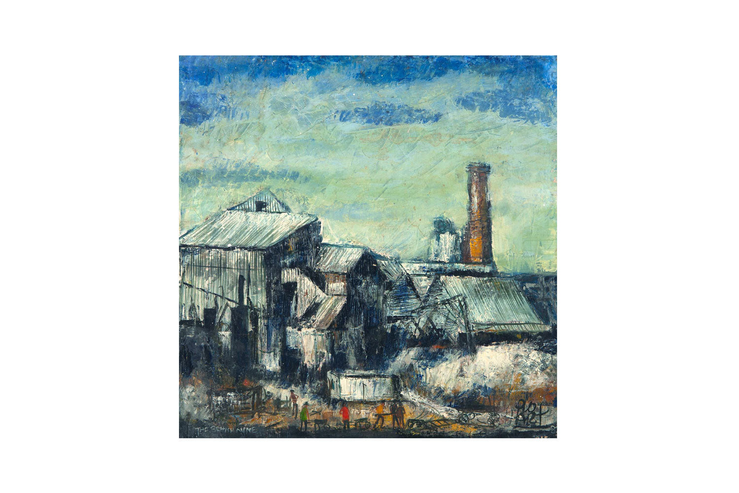 Pro Hart (1928-2006) Large Original Painting Oil on Canvas"The British Mine" 40m x 40cm