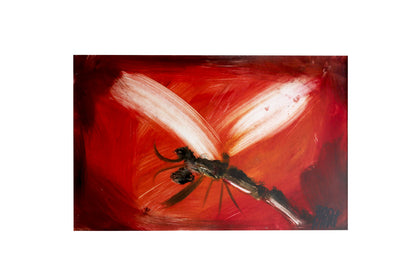 Pro Hart (1928-2006) - Original Oil Painting On Board 'Dragonfly' 14cm x 22cm