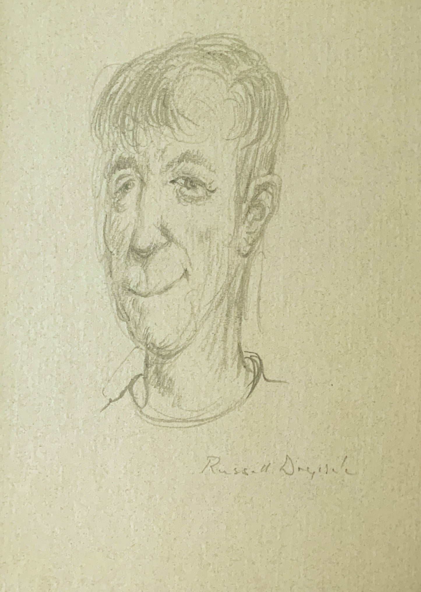 Russell Drysdale (1912-1981) Original Pencil Drawing on Paper "Portrait Sketch of a Man' 15cm x 11cm