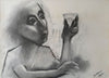 Robert Dickerson (1924-2015) Large Original Charcoal Drawing 'The Toast' 55cm x 75cm