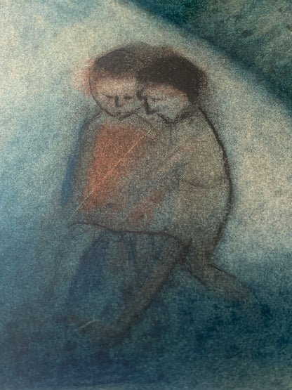 Robert Dickerson (1924-2015) Original Pastel Drawing 'Couple in the Forest' 40cm x 30cm