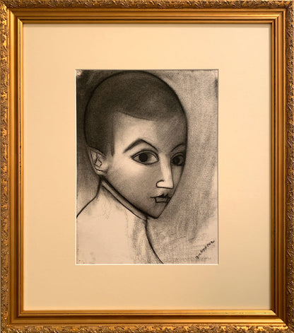 Robert Dickerson (1924-2015), Original Charcoal Drawing 'Young Man' 37.5cm x 27.5cm