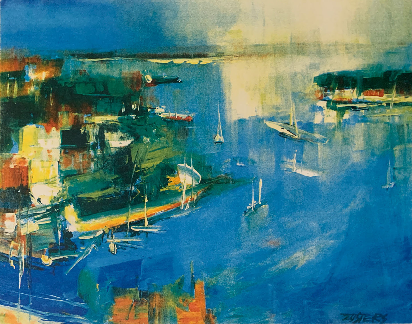 Reinis Zusters (1919-1999) Limited Edition Signed Screenprint 'Moving Harbour' 38cm x 49cm