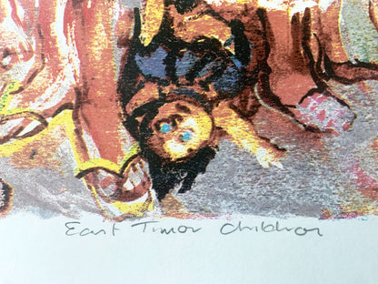 Wendy Sharpe (b.1960) Limited Edition Signed Screenprint 'East Timor Children' 48cm x 69cm