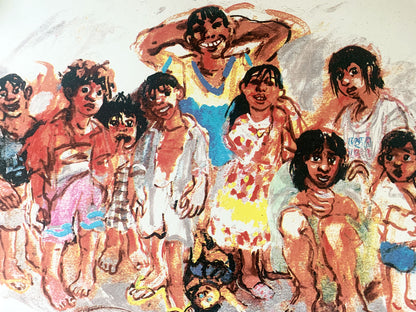 Wendy Sharpe (b.1960) Limited Edition Signed Screenprint 'East Timor Children' 48cm x 69cm