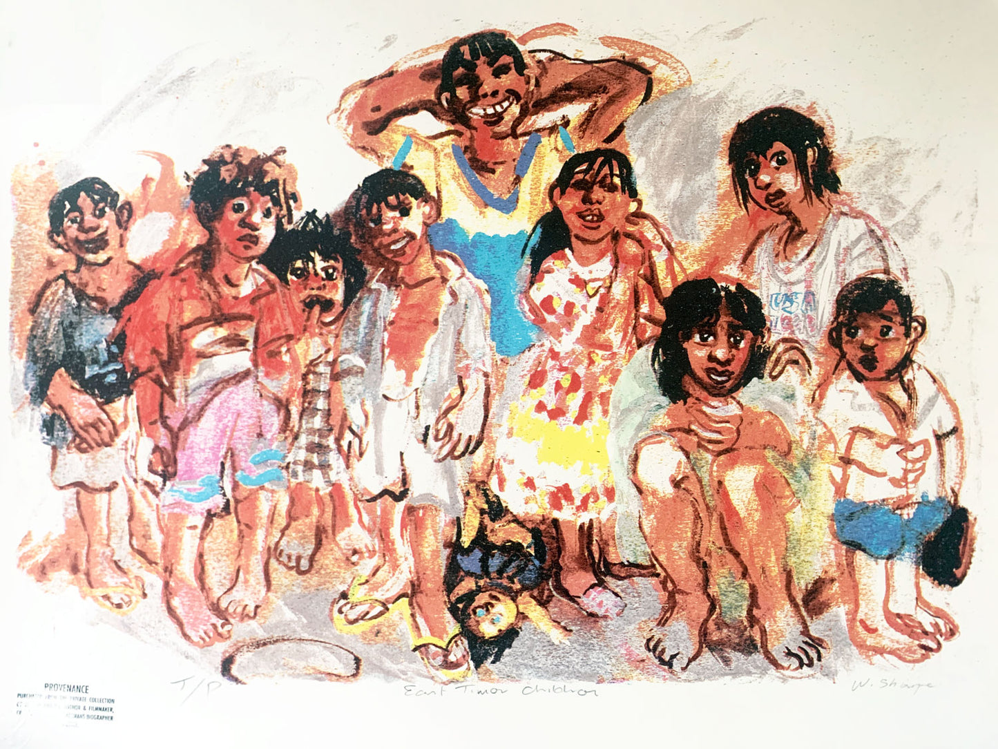 Wendy Sharpe (b.1960) Limited Edition Signed Screenprint 'East Timor Children' 48cm x 69cm