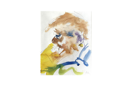 Adam Cullen (1965 - 2012) 'David Wenham I', Original Watercolour 33cm x 26cm