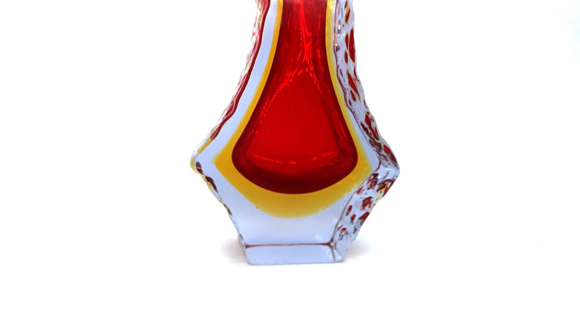 Alessandro Mandruzzato, Murano Italy, Textured Sommerso Glass Block Vase