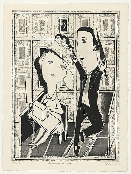 Andrew Sibley (1933-2015) - Large Etching and Aquatint "Executive in Love" 68cm x 49cm