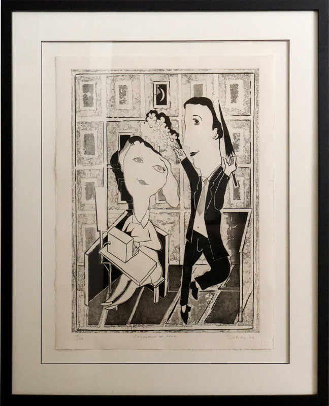 Andrew Sibley (1933-2015) - Large Etching and Aquatint "Executive in Love" 68cm x 49cm