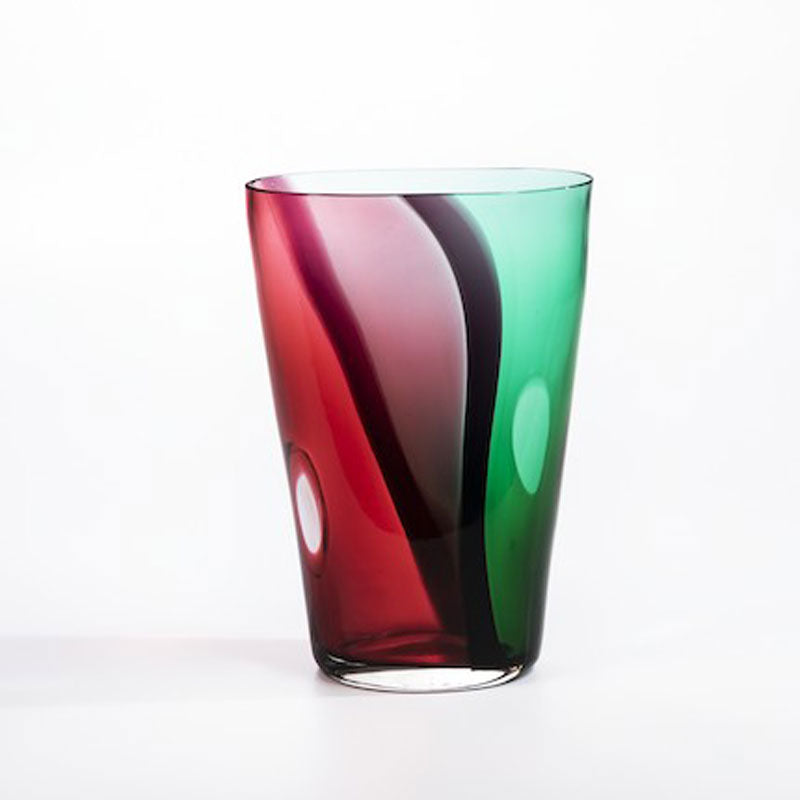 Archimede Seguso (1942-1999), Murano, Italy - X-Large Signed Carnivale Pink and Green Vase - 39.5cm