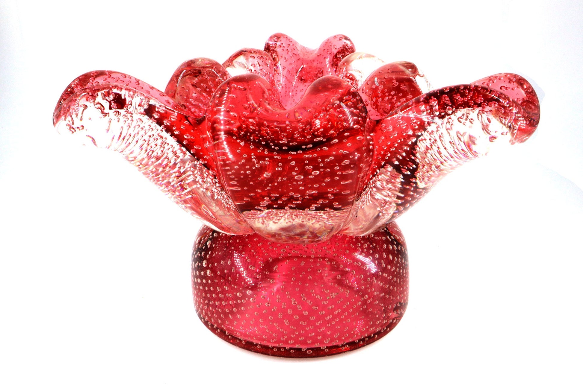 Archimede Seguso, Murano Italy, Two Bullicante Glass Bowls, Circa 1955