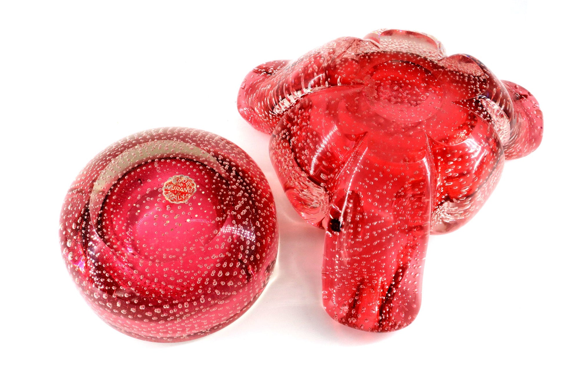 Archimede Seguso, Murano Italy, Two Bullicante Glass Bowls, Circa 1955