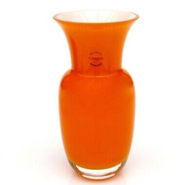 Carlo Nason (1935-), Murano, Italy - Orange and White Glass Vase 19cm