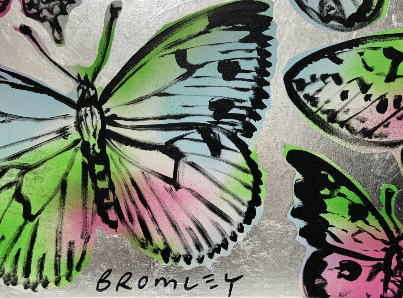 David Bromley (1960 - ) Large Original Polymer on Canvas 'Butterflies' 90cm x 60cm