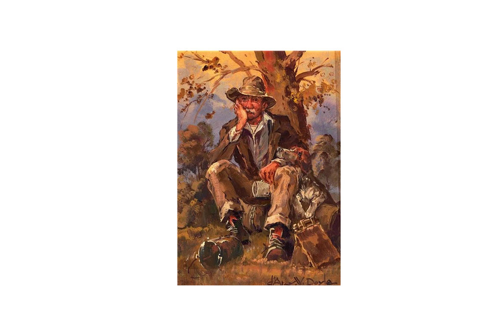 D'Arcy Doyle (1932-2001) Original Oil Painting on Board 'Man and his Dog' 20cm x 15cm