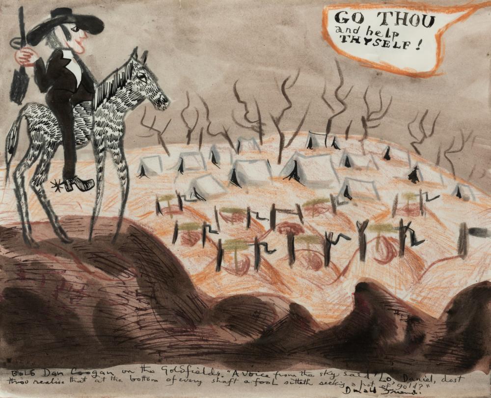 Donald Friend (1915-1989) Original Mixed Media 'Go Thou and Help Thyself ' 34.5cm x 42.5cm