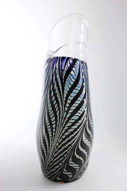 David Lotton (USA) - Signed Original Glass Vase with Fern Decoration - 25.5cm