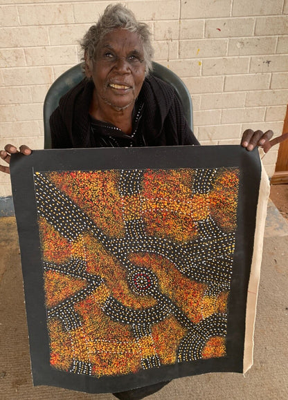 Gracie Morton Pwerle (b.1956) Australian Aboriginal Art Bush Plum Dreaming 56cm x 49cm